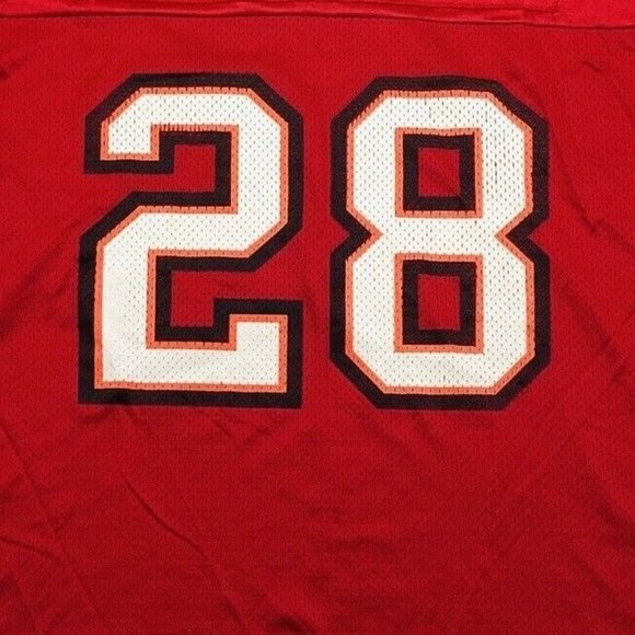 Tampa Bay Buccaneers Warrick Dunn 28 Red Football Jersey Mens Size 2XL NFL - Picture 8 of 12